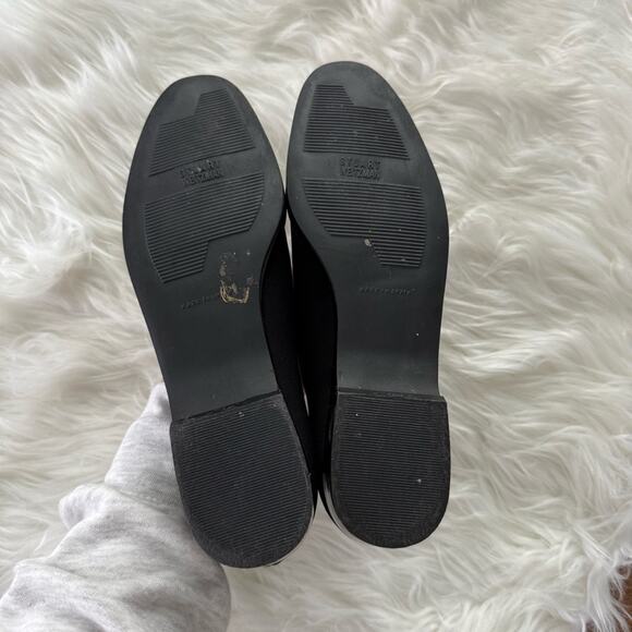 Stuart Weitzman | Womens Classic Slip-On Loafer Black Fabric Tortoise Trim Heels - Picture 8 of 9